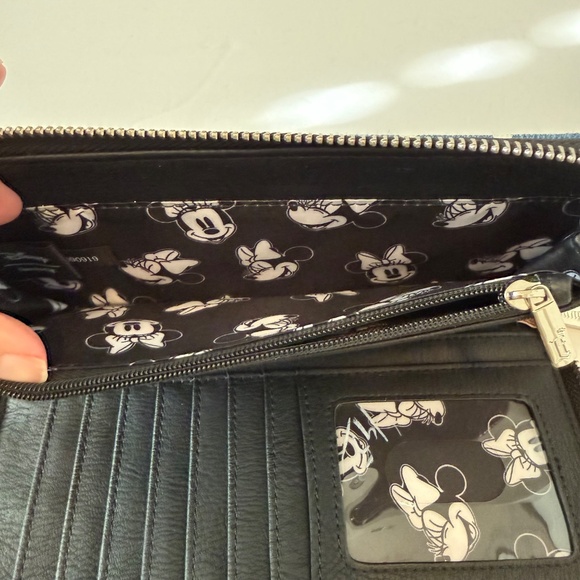Loungefly Disney Minnie Mouse Polka Dot Denim Wallet - Picture 8 of 11
